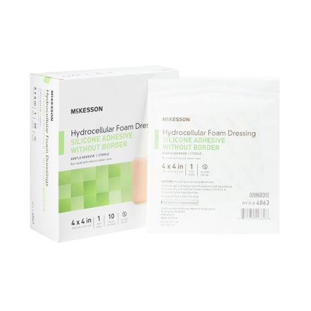 Foam Dressing McKesson 4 X 4 Inch Without Border Film Backing Silicone Gel  Adhesive Square Sterile - Short and Simple Supplies